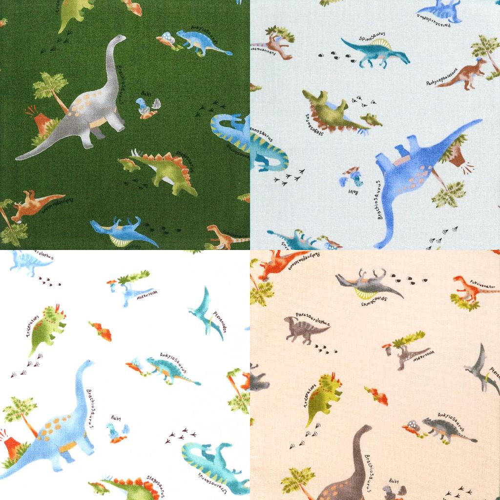 Handkerchiefs in Cotton Gauze Handkerchiefs with Cute Patterns Antibacterial Mini [cluster] Kids' [Made Japan] 100% (5 Handkerchiefs/Jurassic Set)