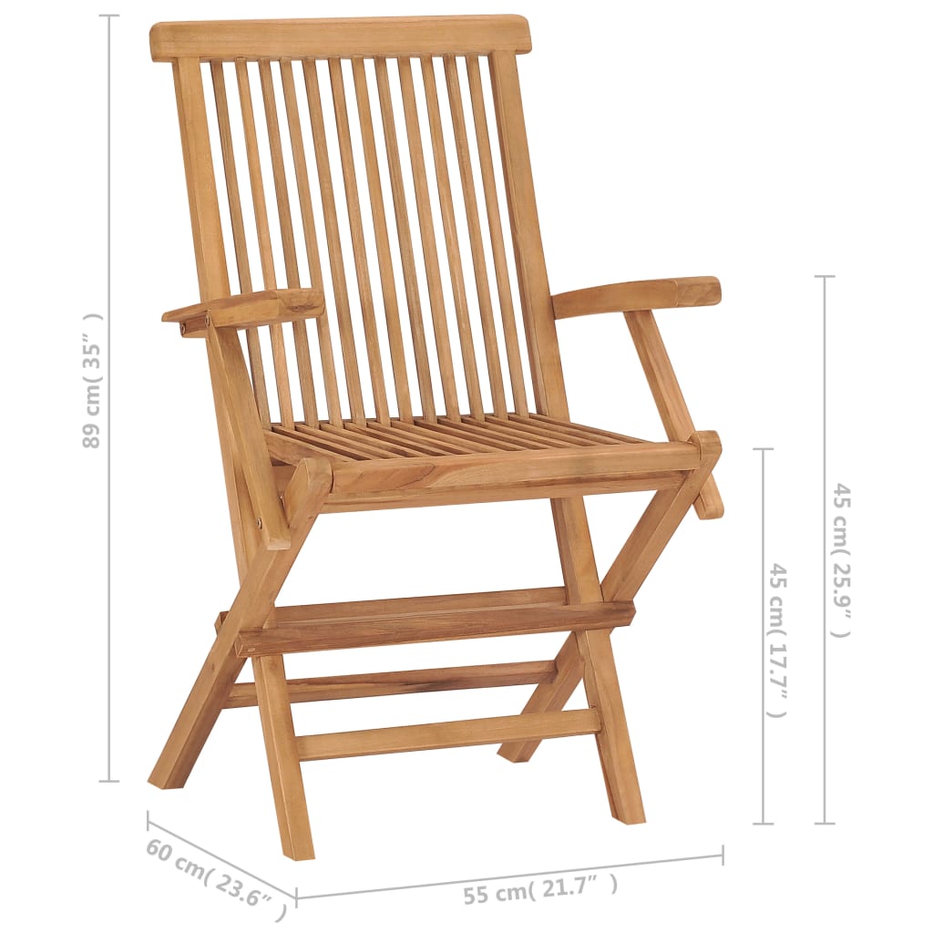 Garden Chairs with Red Cushions 2 Pcs Solid Teak Wood