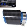 Universal Exhaust Tip Tail Throat Glossy Carbon Fiber Blue Pipe Straight 2.1in Inlet 4in Single