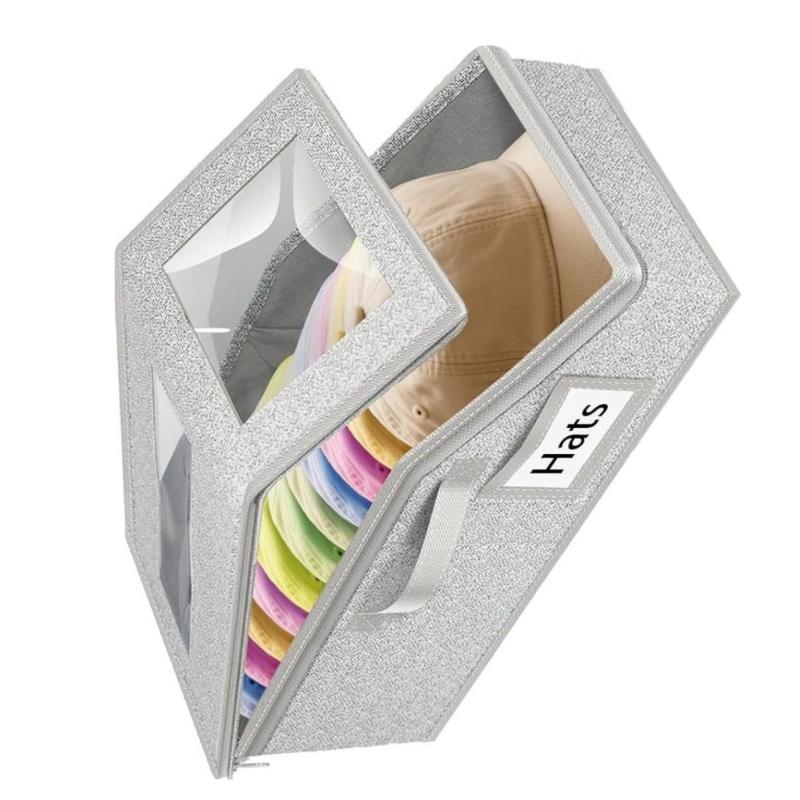 Breathable Nonwoven Hat Organizer With Clear View Window Foldable Design For Closet Space Storage Solution