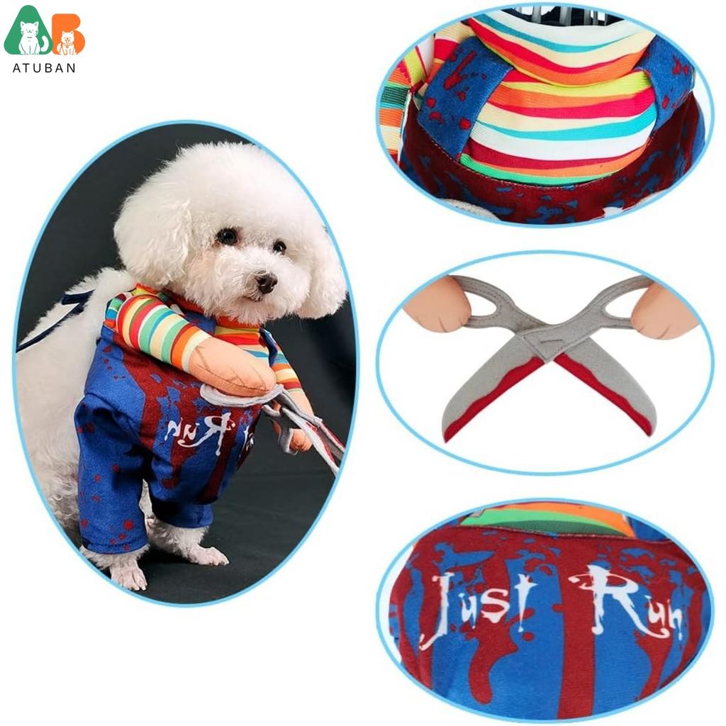 Halloween Scissors Style Doll Dog Costume for Cat Puppy and Medium Size Dog, Pet Adjustable Doll Funny Special Clothes Cosplay