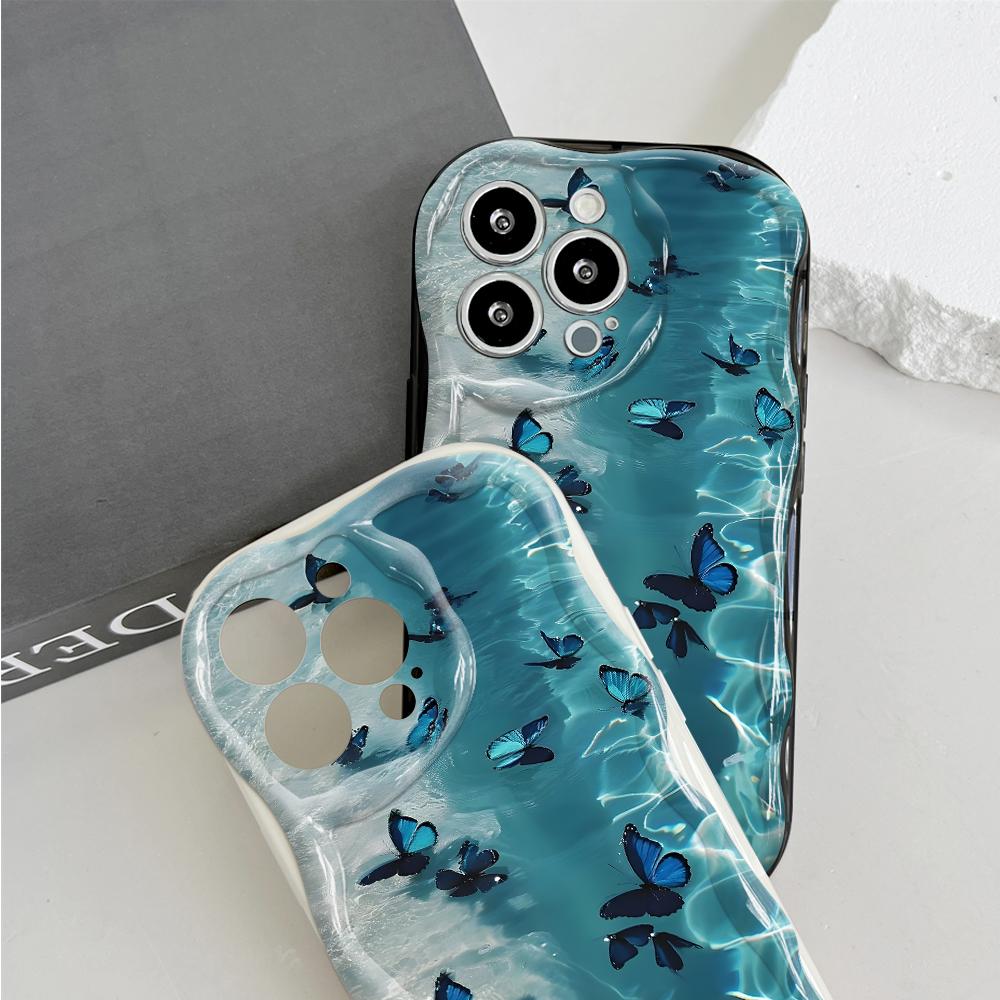 Cute Cartoon Pattern Cream Texture Casing Wavy Edge Soft Silicone Cover Phone Case for Samsung