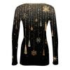 Women's Fashion Slim-Fit Round Neck Base Layer T-Shirt Christmas Print Long-Sleeved Top