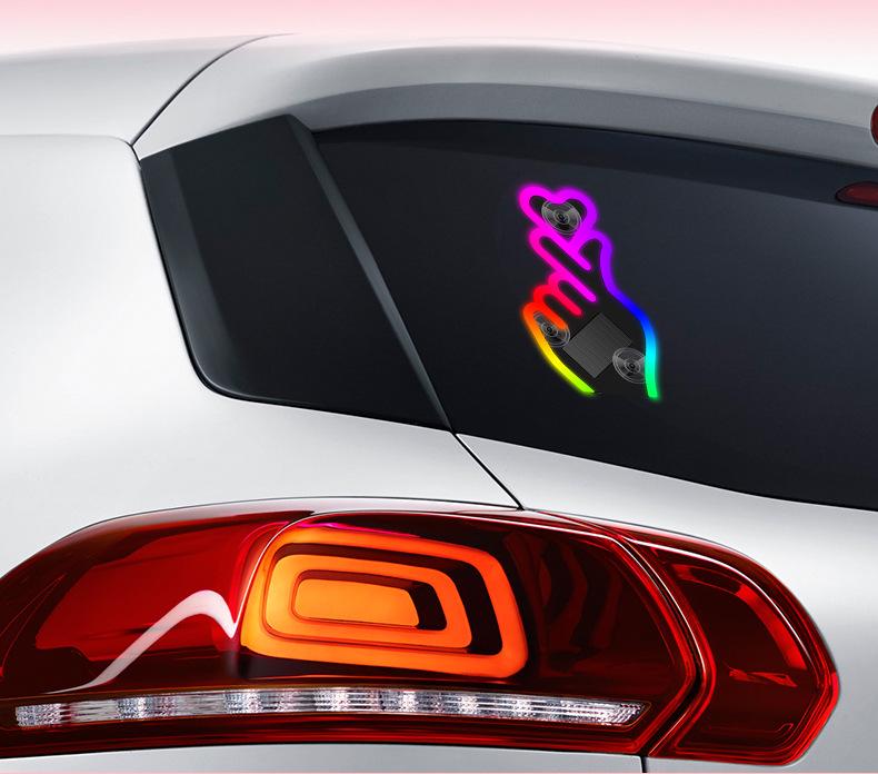 Solar-Powered Wireless Heart-Shaped LED Triangle Light for Car Interior Decoration