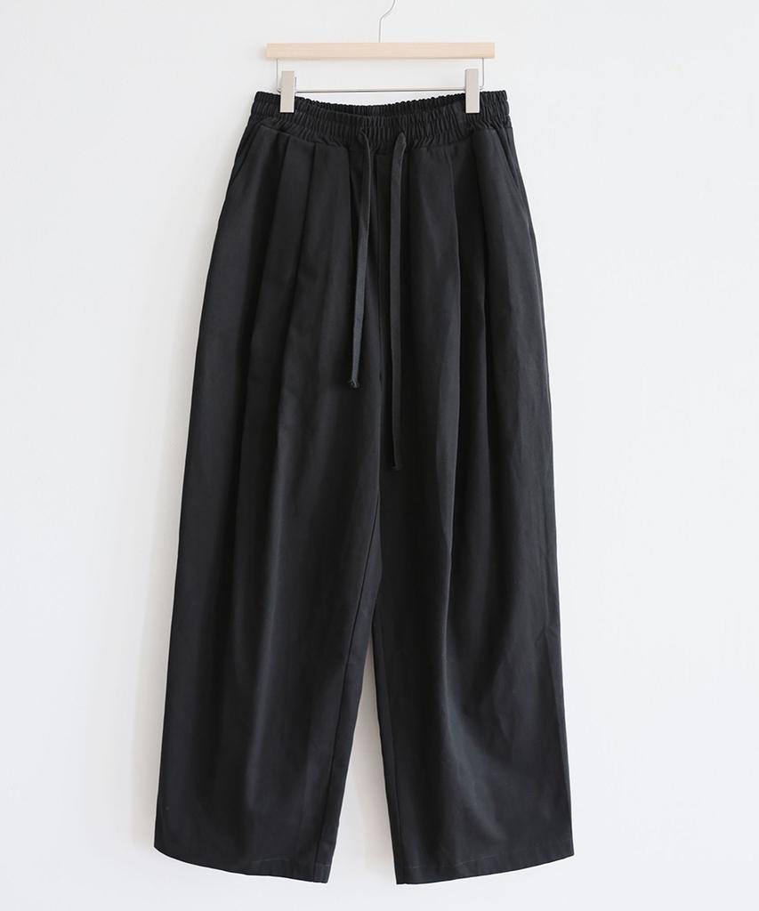 Jikeulib Adjustable Waistband Boyfit Pintuck Wide Cotton Pants