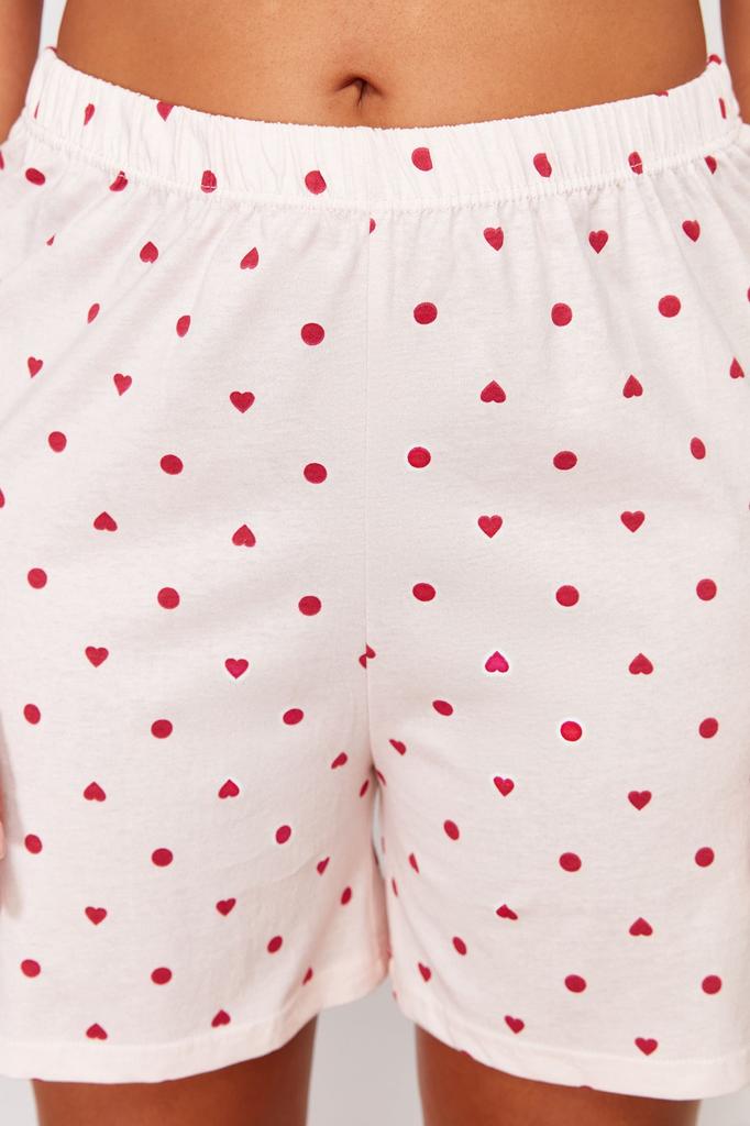 Women's Style Plus Size Light Yellow Teddy Bear Printed Knitted Pajama Set