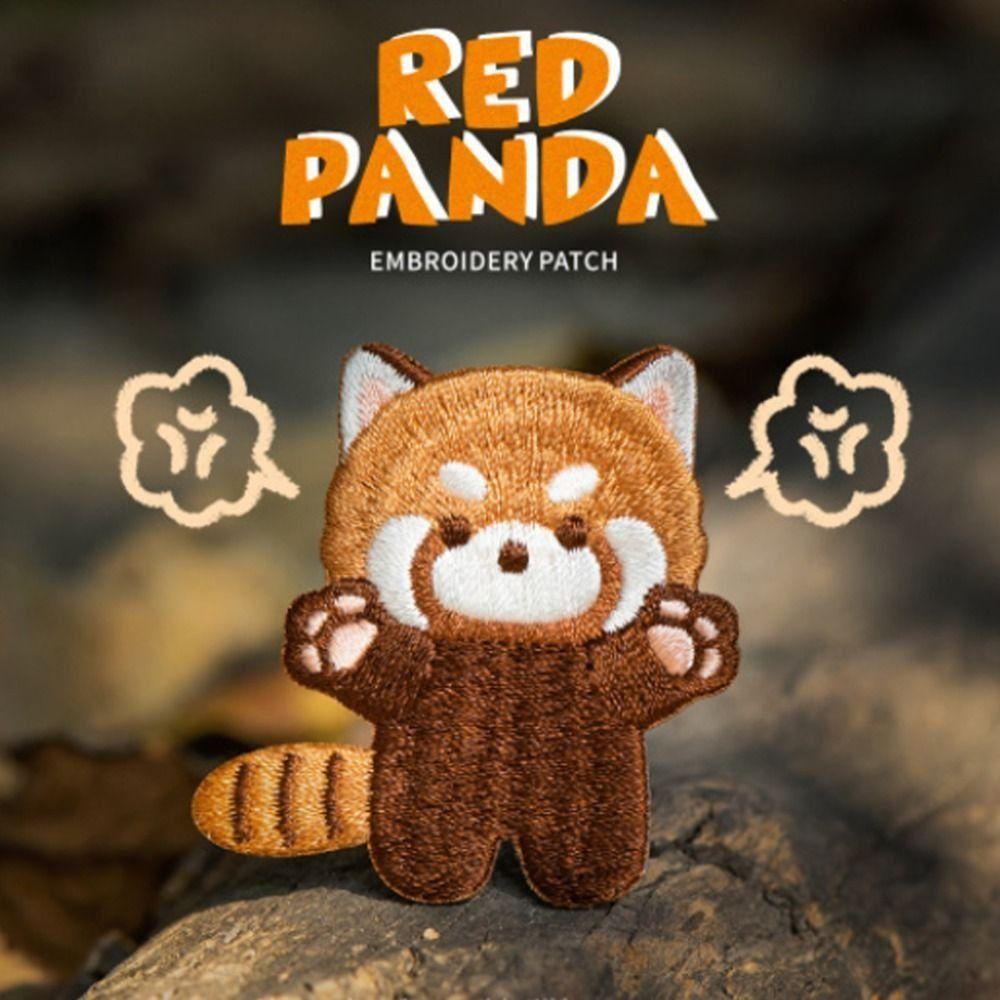 Apparel Lesser Panda Red Panda Patches Cartoon Self-adhesive Embroideried Badges Cute DIY Clothes Sticker Phone Case
