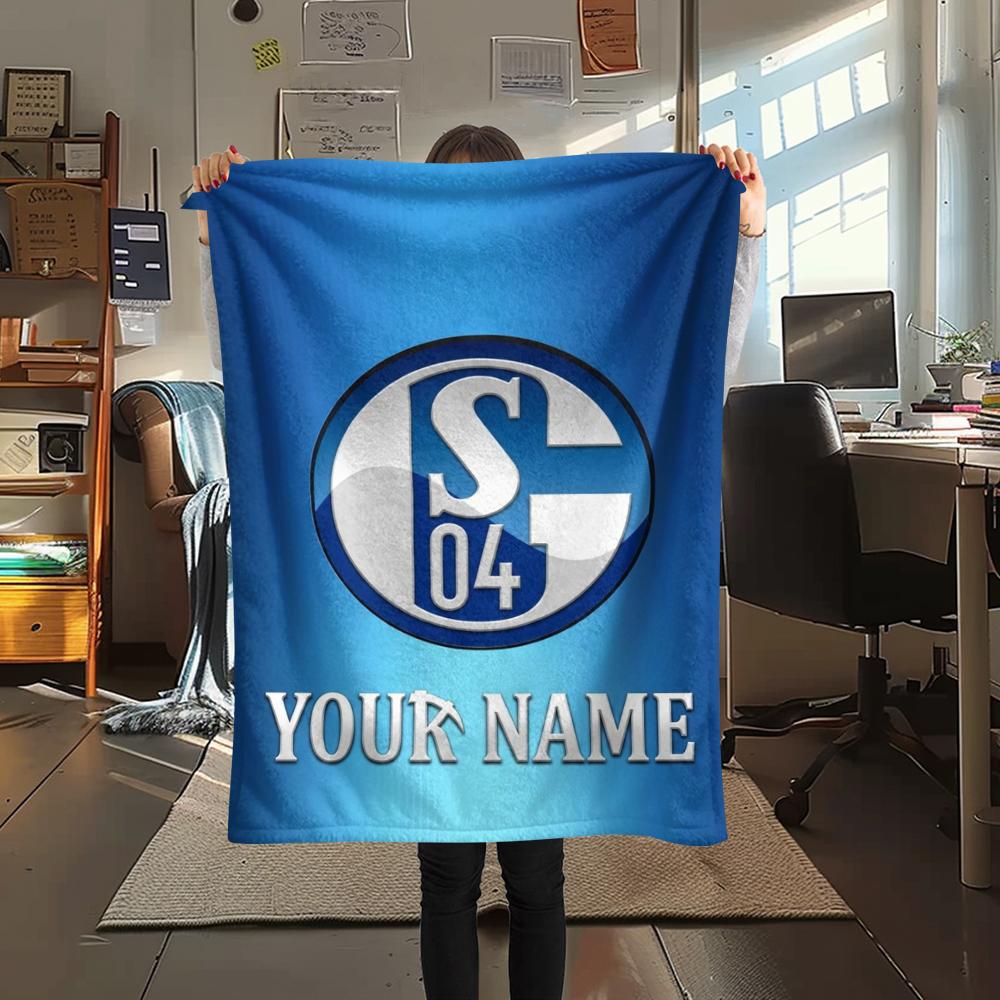 1pz Coperta in Flanella Personalizzata con Nome e Motivo FC Schalke 04 Adatta a Tutte le Stagioni per Arredamento Casa Calore e Comfort Regali Regalo Festivo_xia