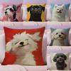 Dog Cute Cushion Cover Natural Linen Pillow Case DoubleSided Print Decorative Sofa Pillowcase Home Decor Gift