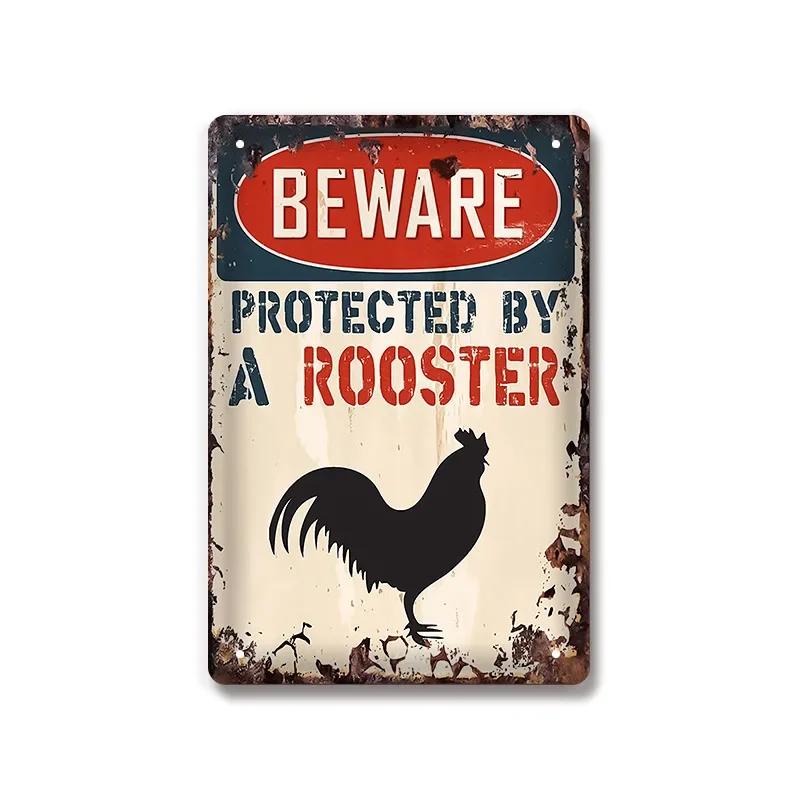 Vintage Warning Dog Metal Tin Sign for American Creative Sheet Painting Animal Wall Decoration Made of Old Iron Signs 8x12 inch