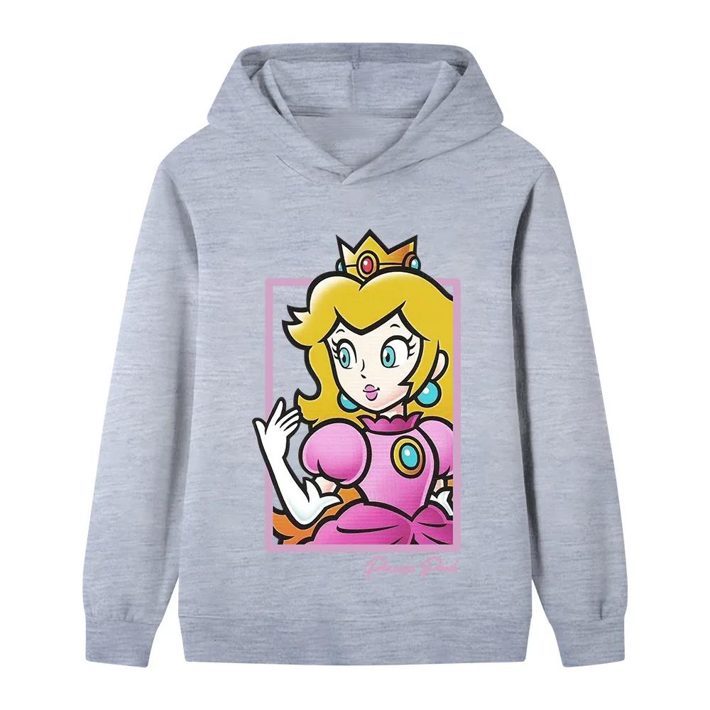 Mädchen Neuer Super Mario Prinzessin Cartoon Print Hoodie Herbst / Winter Outdoor Bequem Weich Kinder Woll-Kapuzensweatshirt