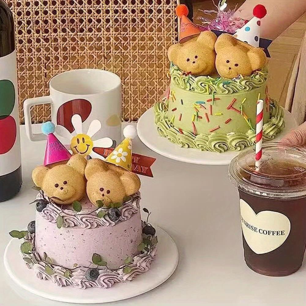 1PCS Bear Baking Mold 4 Cavities Cartoon Baking Tray Non-stick Carbon Steel Tray DIY Decorative Cookies Baking Kitchen Tools