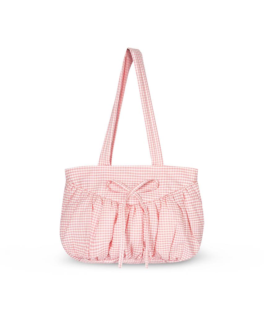Goodtotes Souffle Puff Tote Bag (Pink Check)