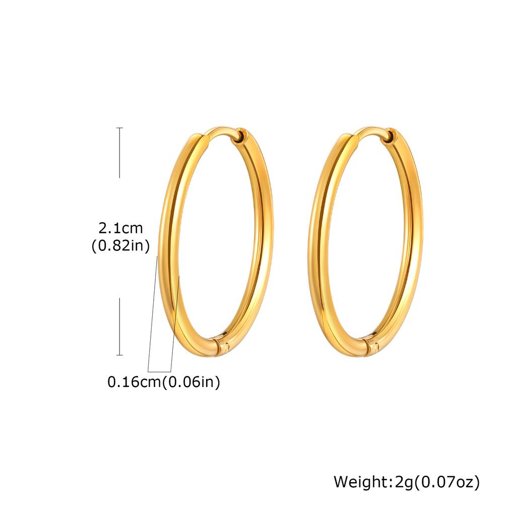Vnox Simple Thin Stainless Steel Earrings For Women Girls, 13-23mm 18K Gold Plated Huggies, Non-allergic Jewelry 1.6mm Wire
