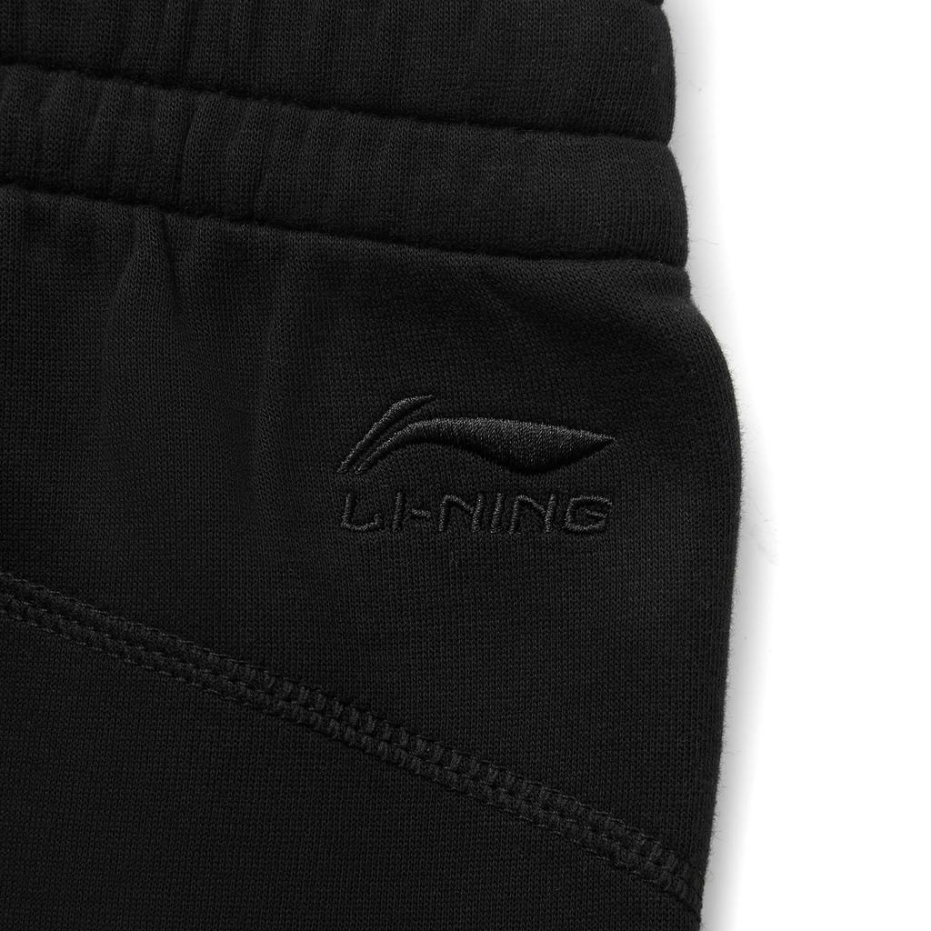 Li Ning Sports Lifestyle Series Solid Color Mid Waist Drawstring Comfortable Breathable Cuffed Knit Sports Pants Women Pants Black AKLU626-2