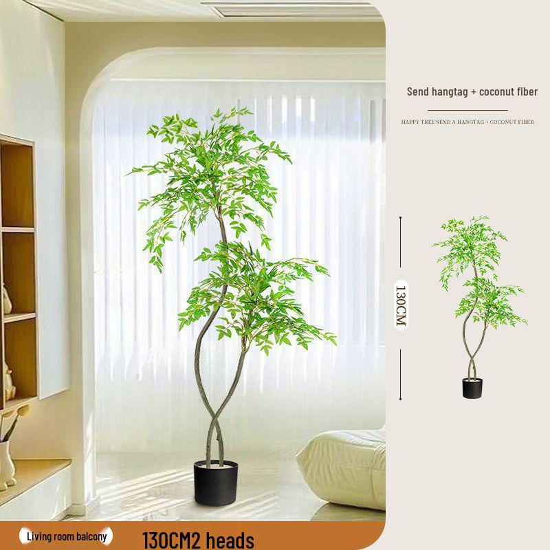 High-End Nandina Domestica Floor-Standing Faux Green Plant for Indoor Decoration