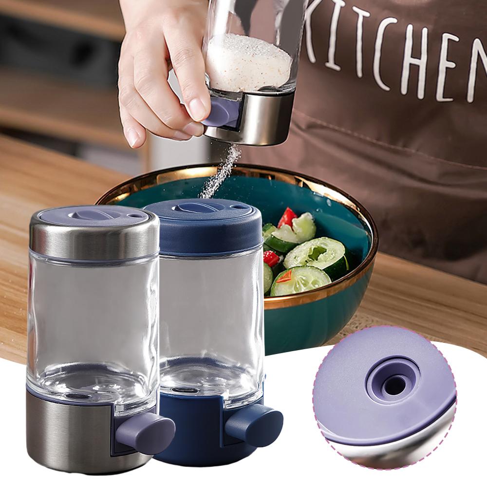 Press-Type Quantitative Seasoning Jar Adjustables Opening Sealed Salt Jar For Home Kitchen Hotel