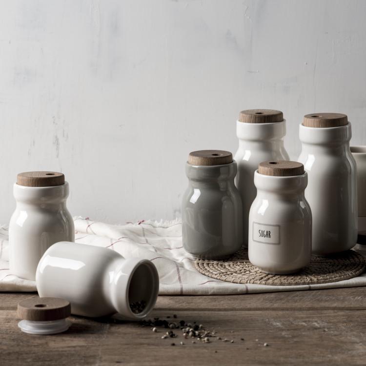 Condiment Container Tackaon Ceramic Seasoning Bottle with Sealed Label Sticker Included