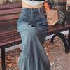 Women's High Waist Wide Leg Jeans, Spring/Autumn 2024, Large Size Slim Straight Fit, Drape Mopping Style