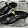 Fashion New Leather Elegant Temperament Metal Buckle Fish Mouth Slippers Fashionable Flat Shoes Cool Slippers Summer Trend Zapatos Mujer