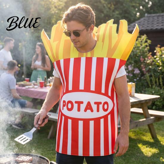 Unisex Food Outfit Adults Fast Costume Hot Dog Hamburger French Fries Dress-Up Costume Cosplay Dress Up for Halloween Holiday Party Women Attire