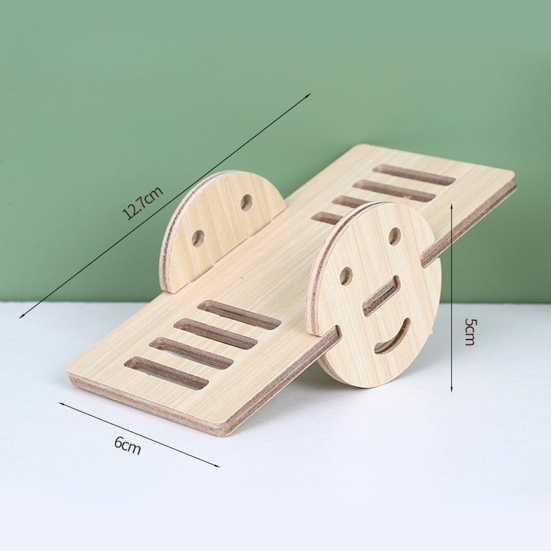 1Pc Natural Wood Hamster Balance Beam & Swing Toy, Interactive Exercise Toy for Hamster Mental Stimulation Activity
