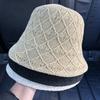 Korean Rhombus Knitted Fisherman's Hat Women Summer Face Small Leisure Versatile Travel Visor Foldable Portable Bucket Hat
