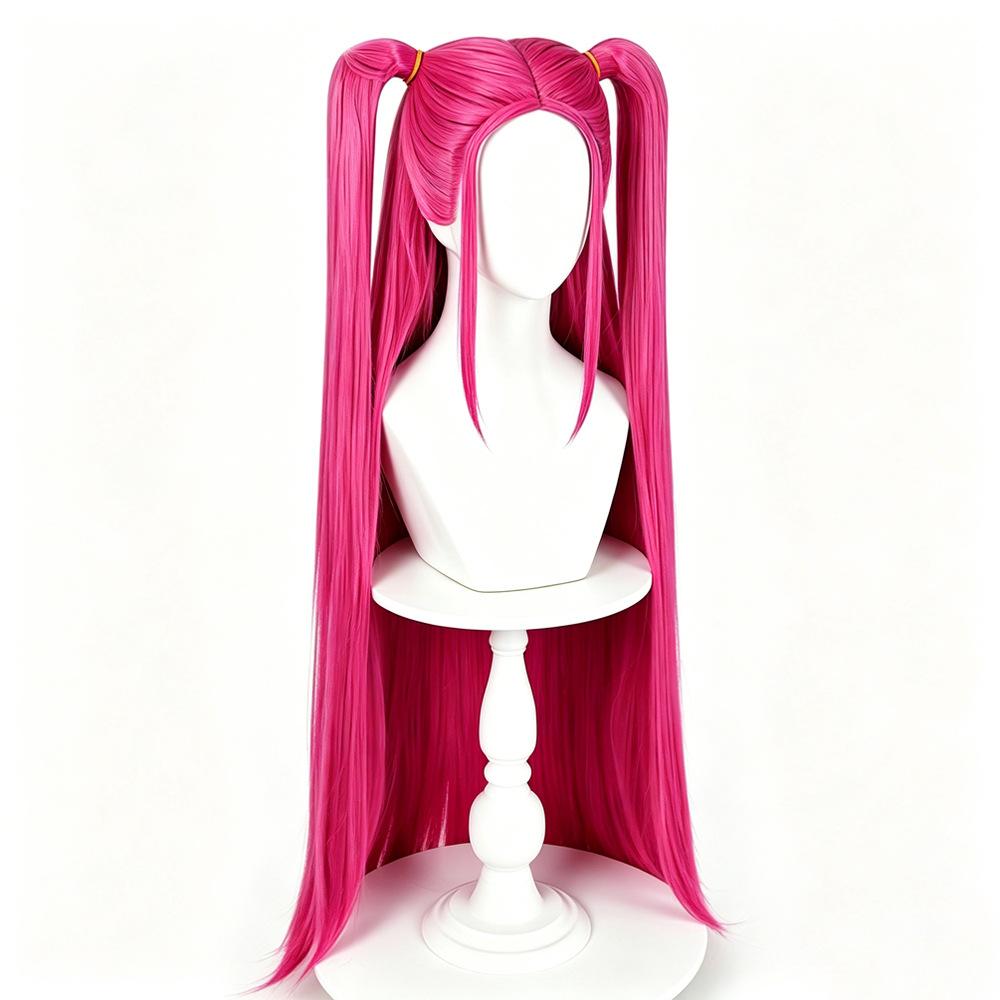 Skpop Witch Hunting Group Mila Cos Wig, Rose Red High-Temperature Fiber Full Wig, Long Hair For Double Ponytail Styling