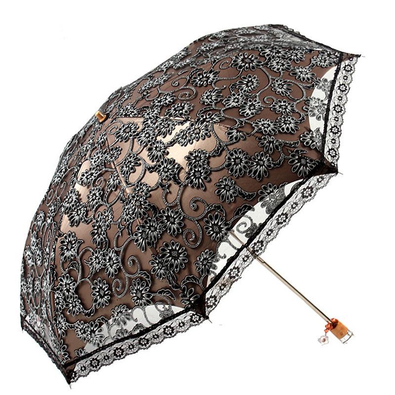 Aurora H3206 Dentelle Noir Parapluie Pare-Soleil UV Pliable