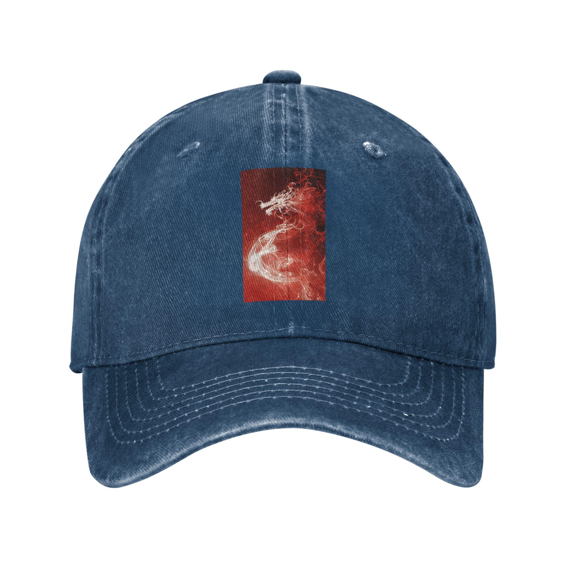 

Red Fire Dragon Baseball Caps Denim Hats Adjustable Casquette Hip Hop Baseball Cowboy Hat for Unisex One Size