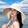 Summer Outdoor Sun Hat with Ponytail Hole Hat Women's Wide Brim Cap Beach Hat Shawl Fisherman Hat UV Protection Visor Hat