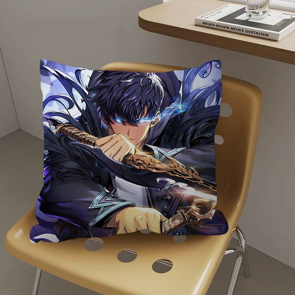 Oreiller Anime Solo Leveling Oreiller Anime Housse de Coussin de Tête de Canapé Lit Housse de Coussin 45x45 cm Mode