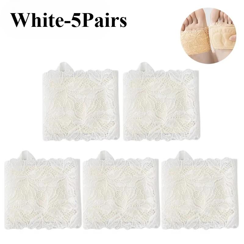 Invisible Sandals for Women Lace Half Length Socks Non Slip Cotton Sole Forefoot Pads Sports Comfort Insoles Barefoot Ready
