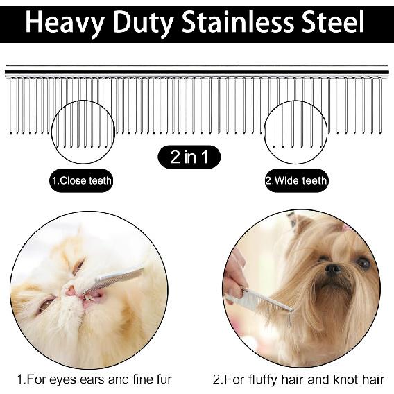 Dog Grooming Scissors with Safety Round Tip,Pet Grooming Scissors Kit,Dog Shears for Grooming,Incude Thinning,Curved Grooming Scissors and Comb for