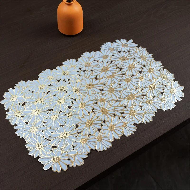 PVC Blumen Platzset Bunter Floraler Untersetzer Hitzebeständige Matte Hochzeitsfeier Deko Heimküche Esstisch Dekoration
