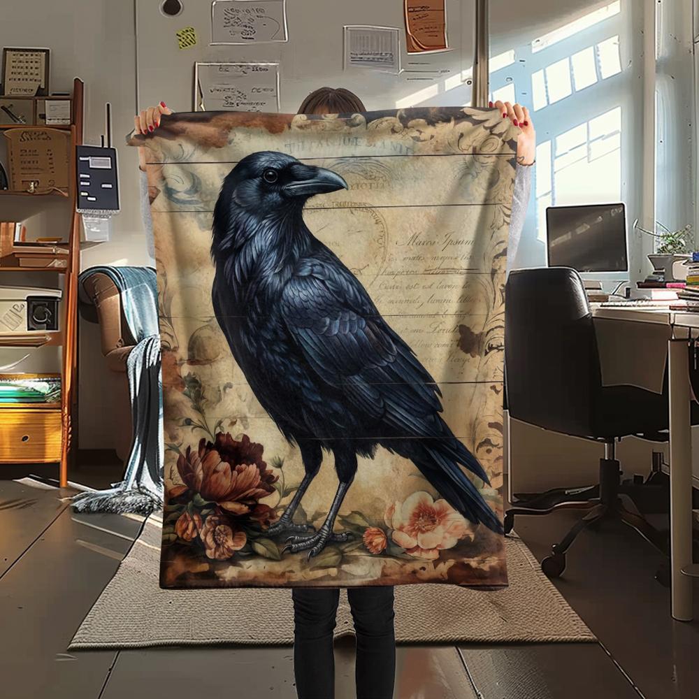 1PC Retro Floral Animal Print Flannel Blanket, High Quality All Seasons, Home Decor, Warmth and Comfort, Perfect for Christmas Gifts
