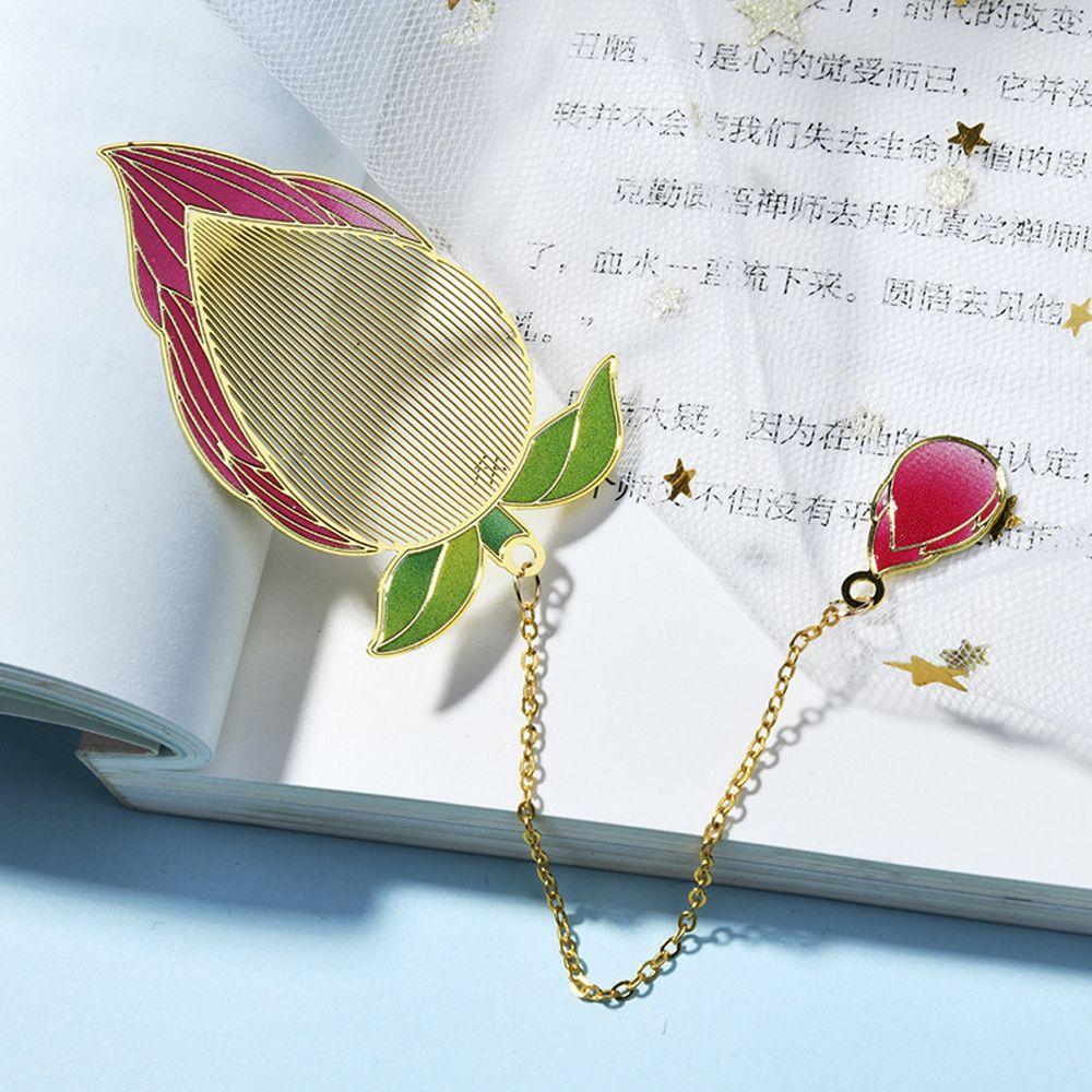 Style Apricot Leaf Lotus Flower Metal Bookmark Leaf Bookmark Hollow Bookmark Vintage Bookmark