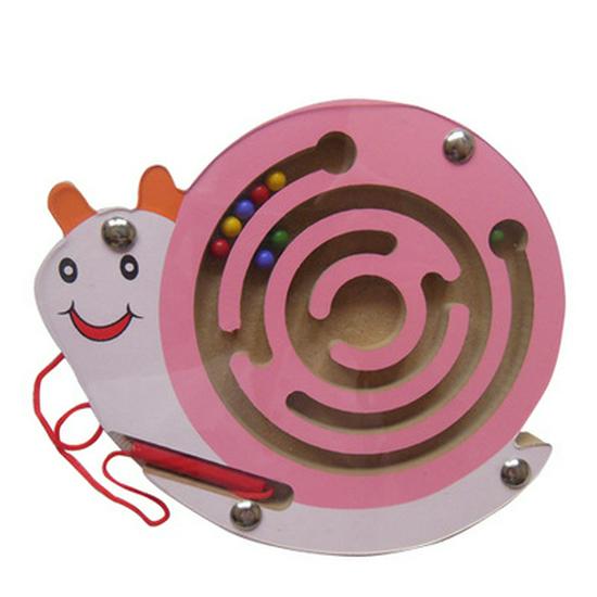 Children's Magnetic Maze Wooden Toy - Bead Rolling Educational Game with Pen Control