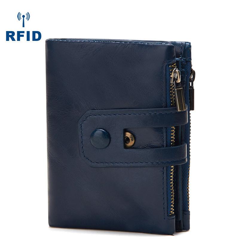 

Premium Quality Men Rfid Blocking Leather Small Compact Bifold Wallet For Everyday Use синій