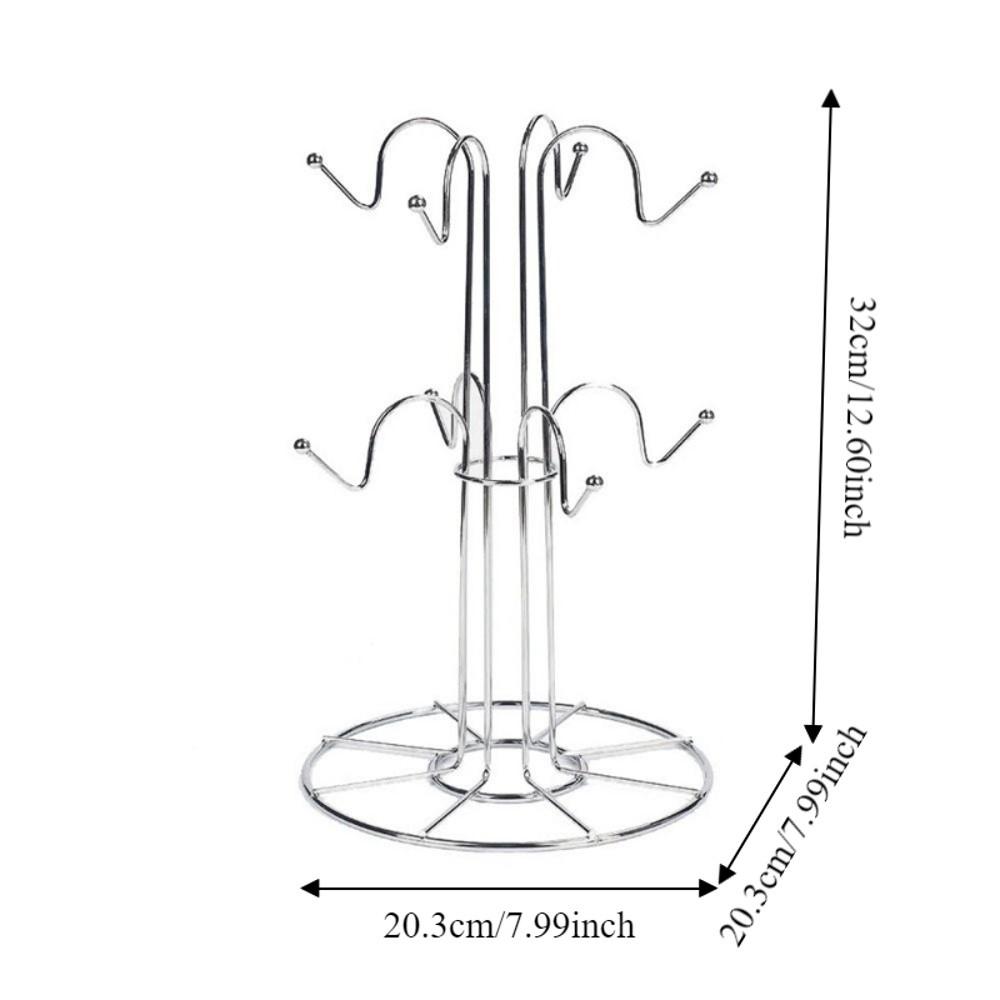 Fine Workmanship Tea Cup Storage Rack Silver Coffee Mugs Storage Rack Cup Drying Rack  Desktop