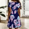 Oversized Ladies V Neck Short Sleeve Dress Watercolor Blossom Printed Loose Dress For Spring Outing And Daily Life