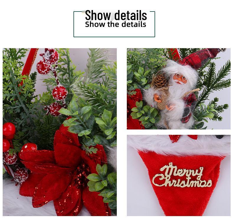 Yihong Light-Up Pine Needle Christmas Hat Door Hanger & Tree Decoration