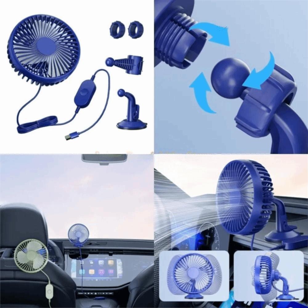 Quiet Operation Dual-Head Car Fan Multi-Angle Adjustable Electric Fan  Driving Environment