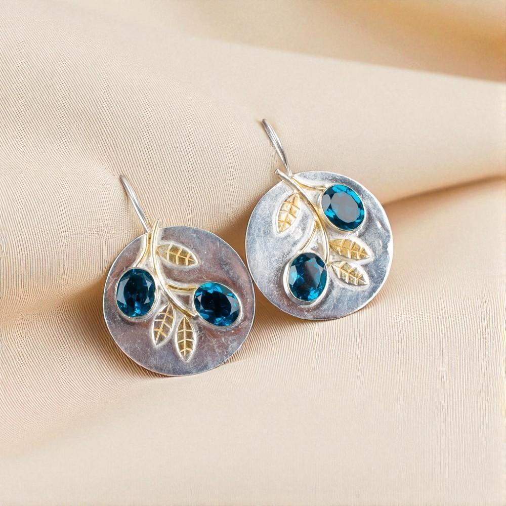 Apatite Gemstone 925 Sterling Silver Jewelry Handmade Hook Earrings 1.77" Gift EE-81-3