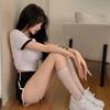 Korean Style Women's Summer Yoga Set: Three-Quarter Length Hot Pants and Trendy Outerwear for Running and Casual Workouts.