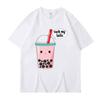 Cute Summer New Cotton Harajuku Unisexs Wounisex Top Fashion Short Sleeve Tshirt Cartoon Milk Tea Print Tops