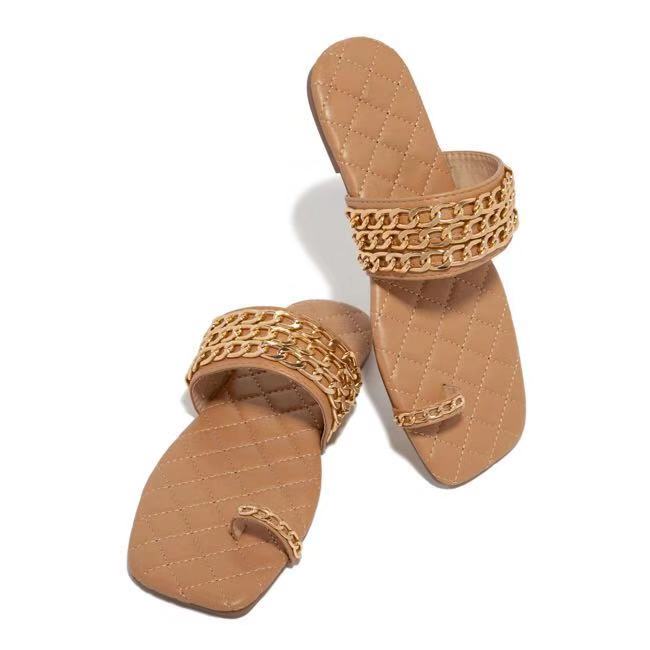 Fashion Summer Women‘s Slippers Square Toe Flat Shoes for Women Slip-on Toe Set Slides Outdoor Fashion Open Toe Anti-slip Women Sandals