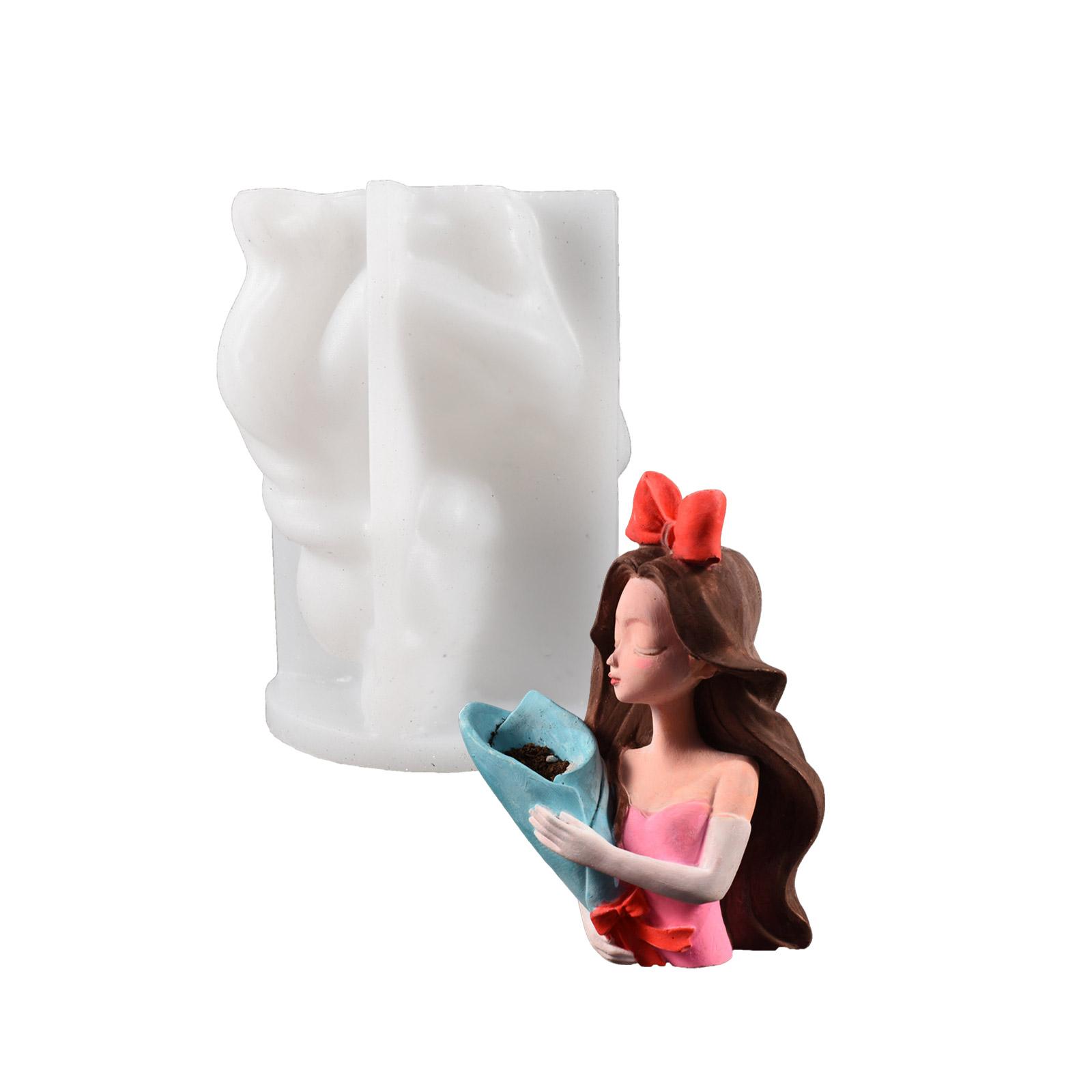 

Силиконовые формы для кашпо, Уникальные формы для подставок для растений, Формы в виде девочки, Формы для цветочных горшков, Подходят для использования в помещении или на улице белый