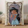 1pc Disney Princess Jasmine Throw Blanket Soft Coverlet for Bed, Couch, Outdoor Use, Travel