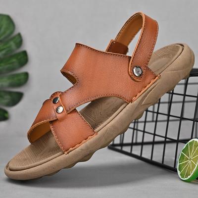 Neues Design Herrensandalen Outdoor Leder Herren Sommerschuhe Neue Größe Herren Halbschlepper Mode Herren Mehrzweck-Slipper Strand-Flats